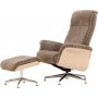 Schaffellsessel mit Fußhocker - Braun / Eiche - Ulla