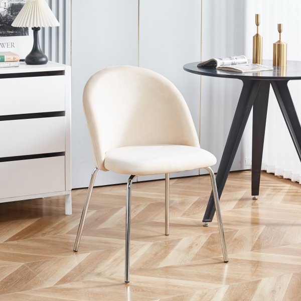 Plaza velvet Stuhl - beige / chrom + Möbelfüße