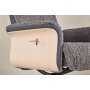 Relaxsessel mit Fußhocker - Graues Schaffellimitat/weiß getünchte Eiche