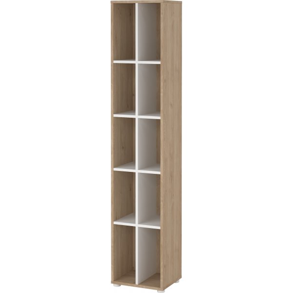 Schilder-Bücherregal mit Trennwand - Weiß/Hickory