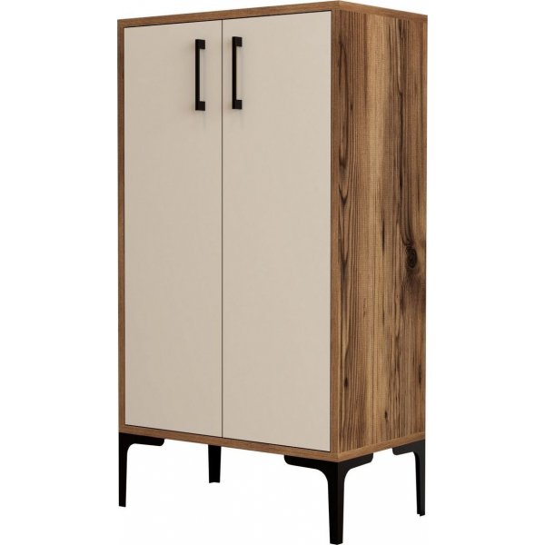 Prager Schuhschrank - Nussbaum/Creme