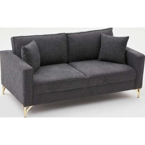 Berlin 2-Sitzer Sofa - Anthrazit/Gold