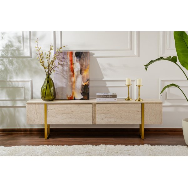 Serenity Medienbank - Travertin/Gold