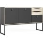 Stubble-Sideboard mit 3 Türen und 2 Schubladen - Schwarz/Eiche
