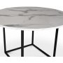 Sintorp Essgruppe, Esstisch rund Ø115 cm inkl. 4 Orust Freischwinger schwarz - Weißer Marmor (Laminat) + 4.00 x Serviettenringe