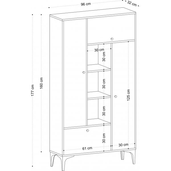 Schrank Pera - Eiche Saphir/schwarz