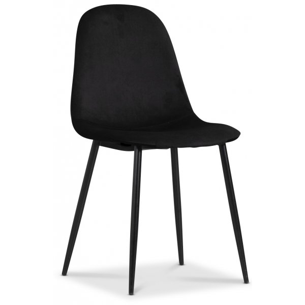 Seat Essgruppe, Esstisch mit 4 Carisma Samtstühlen - schwarz/schwarz + 3.00 x Möbelfüße