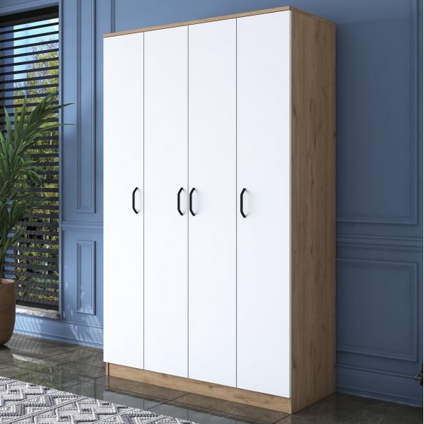 Baden Kleiderschrank 16 - Nussbaum/weiß
