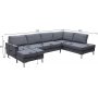 Nova U-Sofa Hellgrauer Stoff - Rechts