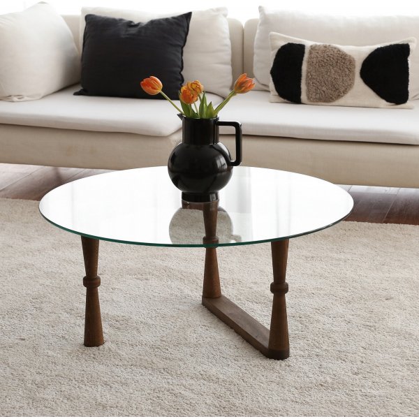 Yuvarlak Couchtisch Ø80 cm - Nussbaum