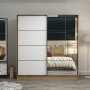 Kapusta Kleiderschrank mit Spiegeltür, 180 cm - Braun/Weiß