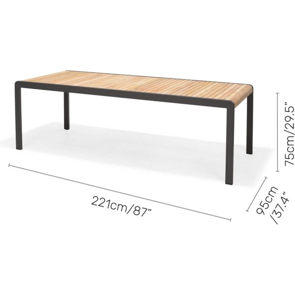 Lifestyle Garden Gartengruppe Amber mit Tisch 220 cm und 6 Stapelstühlen - Teak/Aluminium