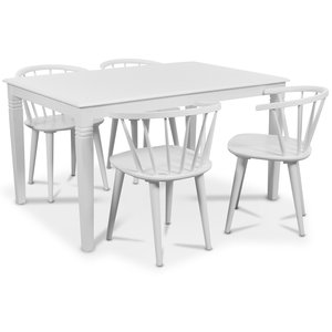 Mellby Essgruppe 140 cm Tisch mit 4 weißen Fredrik Pinnstolar mit Rahmen - Weiß Mellby Essgruppe 140 cm Tisch mit 4 weißen Fredrik Pinnstolar mit Rahmen - Weiß