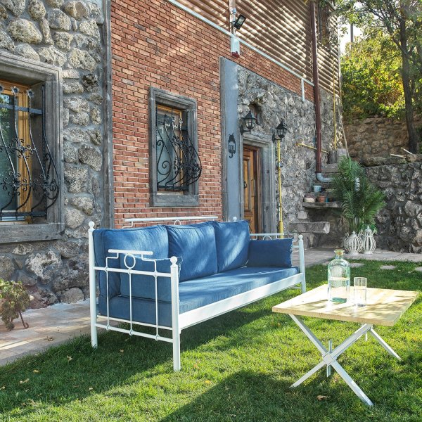 Hampus 3-Sitzer Outdoor-Sofa - Weiß/Blau