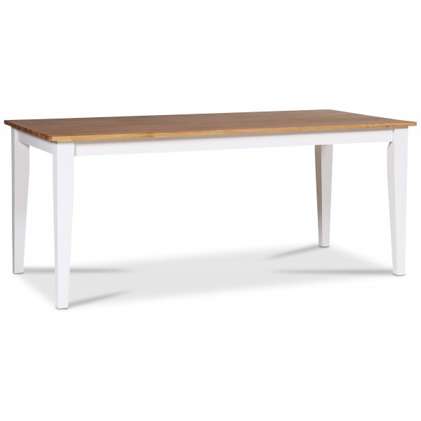 Dalarös Essgruppe 180 cm Tisch weiß/ Eiche + 6 Dalarös Kreuz Essstühle