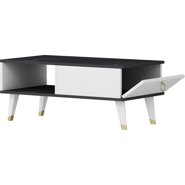 Delux Couchtisch 90 x 45 cm - Schwarz/Weiß