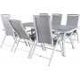Virya Outdoor-Essgruppe mit 6 Albany-Stühlen - Weiß/Grau