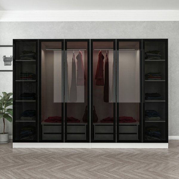 Cavolo Kleiderschrank 270 cm, Variante B - Weiß
