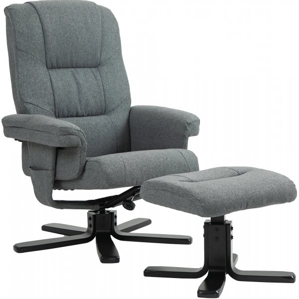Relaxsessel grau mit Fußhocker - Oslo