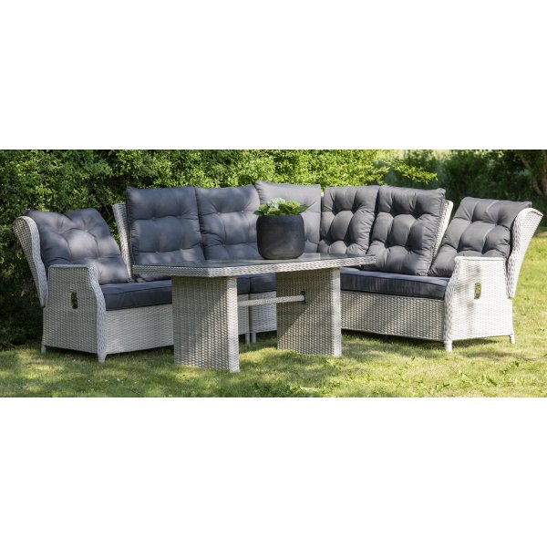 Wembley verstellbares Ecksofa mit Tisch - Leichtes synthetisches Rattan