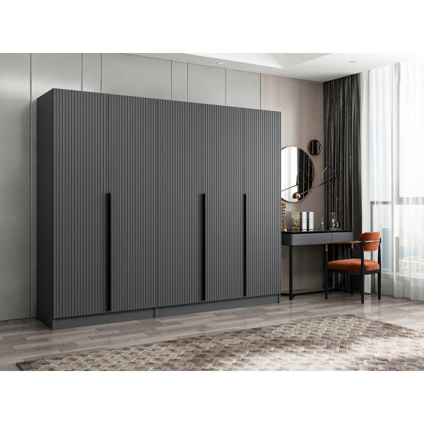 Cikani Kleiderschrank 225x52x210 cm - Anthrazit