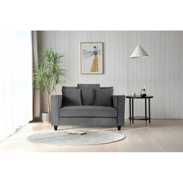 Brandy Lounge Sessel 1,5-Sitzer Sofa - Dunkelgrau (Samt)