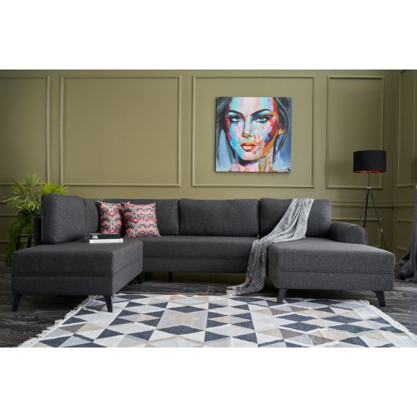 Belen U-Bettsofa - Anthrazit