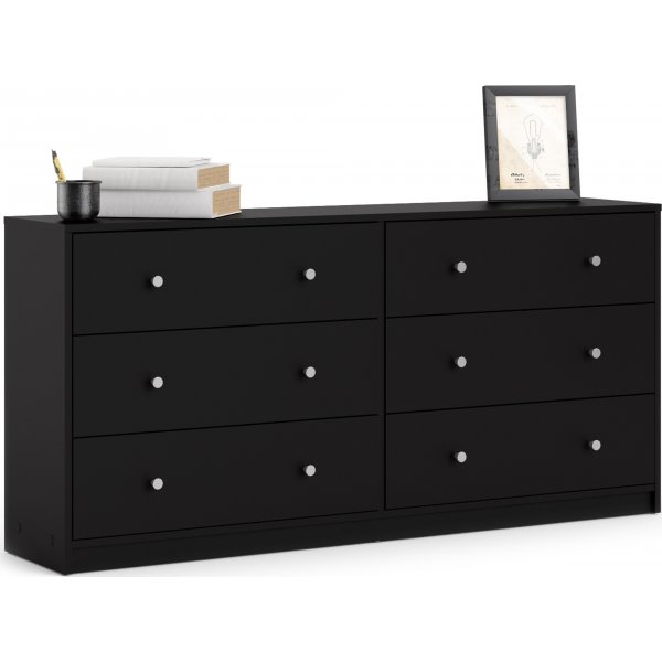 Schwarze Kommode May mit 6 Schubladen
