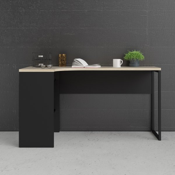 Function Plus Schreibtisch 145,1 x 81 x 76,8 cm - Schwarz/Eiche