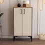 Prager Schuhschrank - Nussbaum/Creme