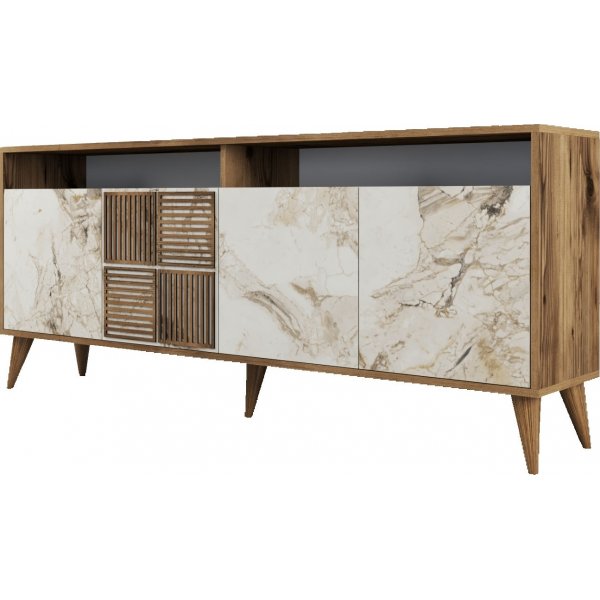 Milan Sideboard 180 cm - Nussbaum/weißer Marmor