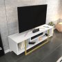 Asal Medienbank 120 cm - Gold/Weiß