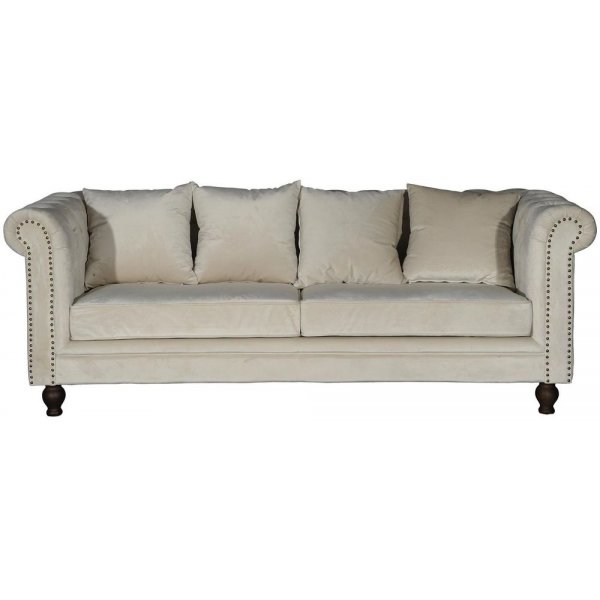 Chesterfield Churchill 3-Sitzer Sofa - Beige Samt + Fleckentferner für Möbel