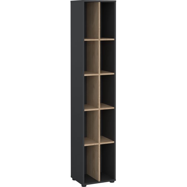 Schilder-Bücherregal mit Trennwänden - Mattgrau/Hickory