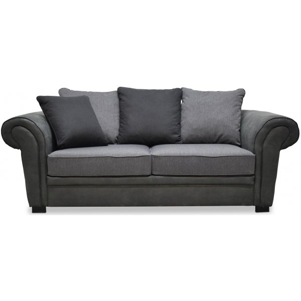 Delux 2-Sitzer-Sofa mit Kissen - Grau/Anthrazit/Vintage + Fleckentferner für Möbel