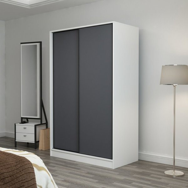 Kapusta Kleiderschrank 120 cm - Weiß/Anthrazit