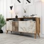 Milan Sideboard 160 cm - Nussbaum/weißer Marmor