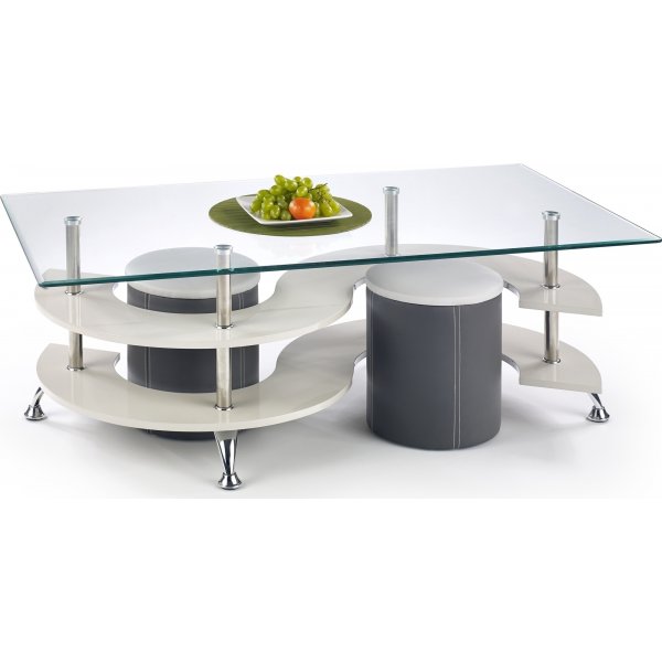 Meeting Couchtisch inklusive Hocker - Dunkelgrau/Grau