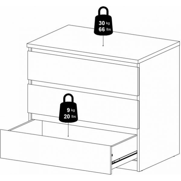 Naia Kommode mit 3 Schubladen - Weiß