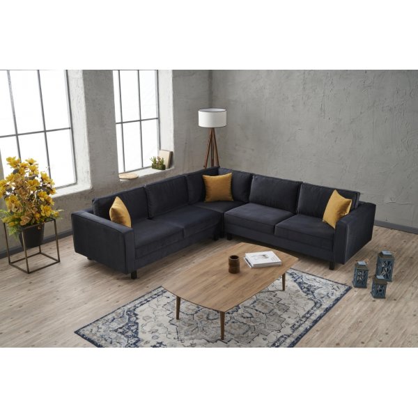 Ecksofa Anthrazit Samt