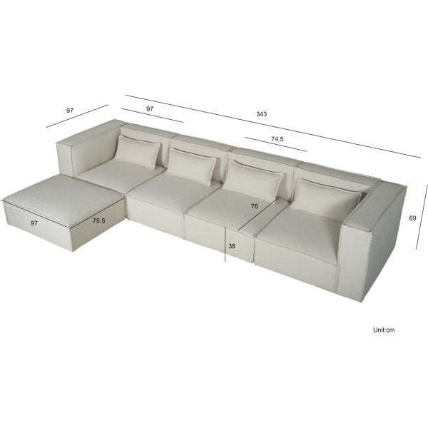 Nees Modulsofa - Eckteil rechts - Stone White