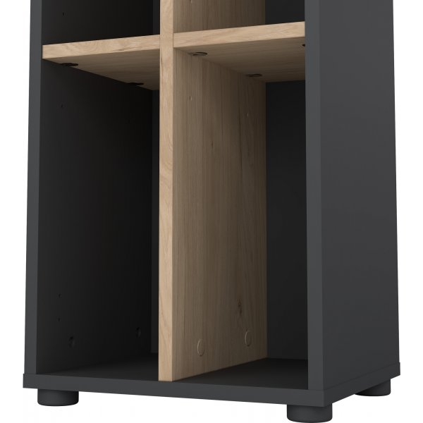 Schilder-Bücherregal mit Trennwänden - Mattgrau/Hickory