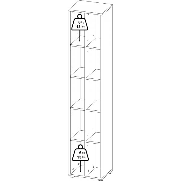 Schilder-Bücherregal mit Trennwand - Weiß/Hickory