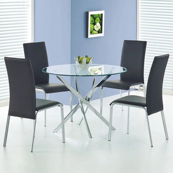 Charlotte runder Esstisch Ø90 cm - Chrom / Glas