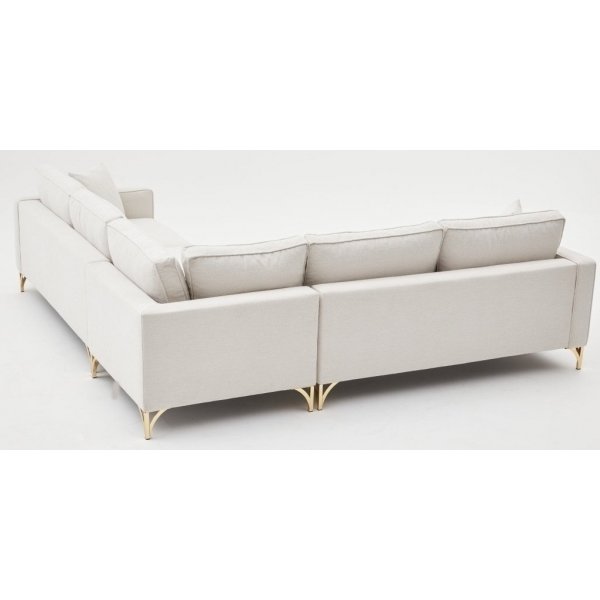 Berlin Ecksofa - Cremeweiß/Gold