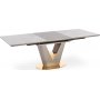 Valentino Esstisch 160-220 x 90 cm - Grauer Marmor/Hellgrau/Gold
