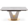 Valentino Esstisch 160-220 x 90 cm - Grauer Marmor/Hellgrau/Gold