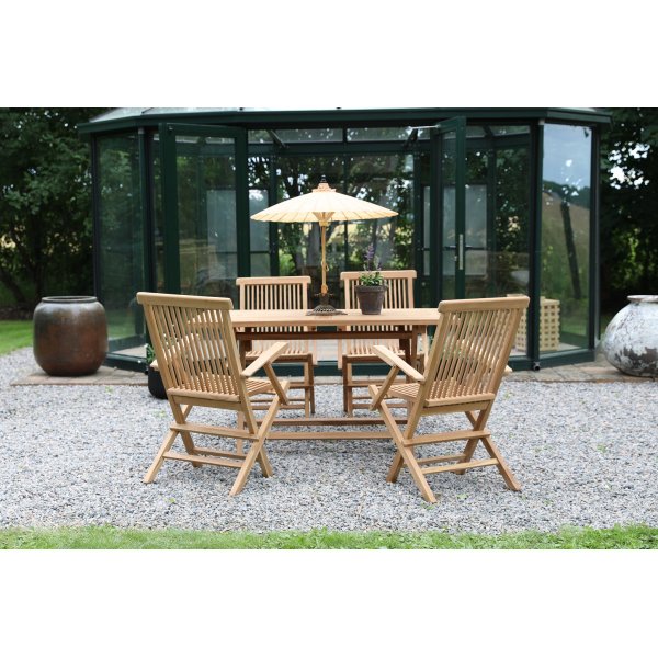 Saltö Outdoor Dining Group Esstisch 120x70 cm mit 4 Saltö Rahmenstühlen - Teak