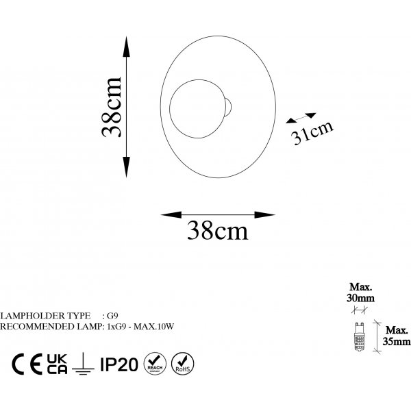 Kurt Wandleuchte Ø38 cm - Kupfer