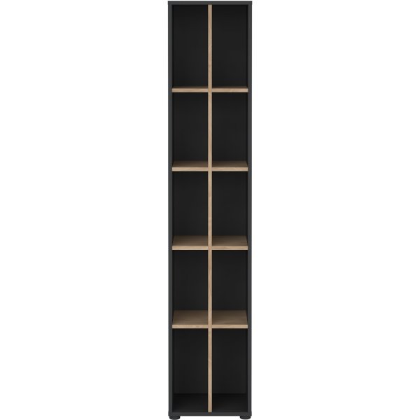 Schilder-Bücherregal mit Trennwänden - Mattgrau/Hickory
